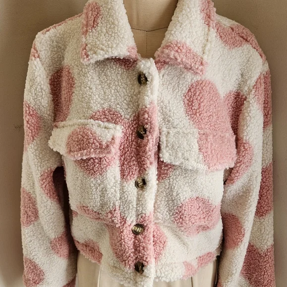 EILLY BAZAR ❤️ HEART PRINT GIRLY TRUCKER JACKET - Picture 2 of 7